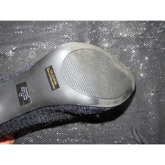 Guess Black Leather & Lace Mesh Platform Stiletto Pumps sz 9.5 - Picture 8 of 10